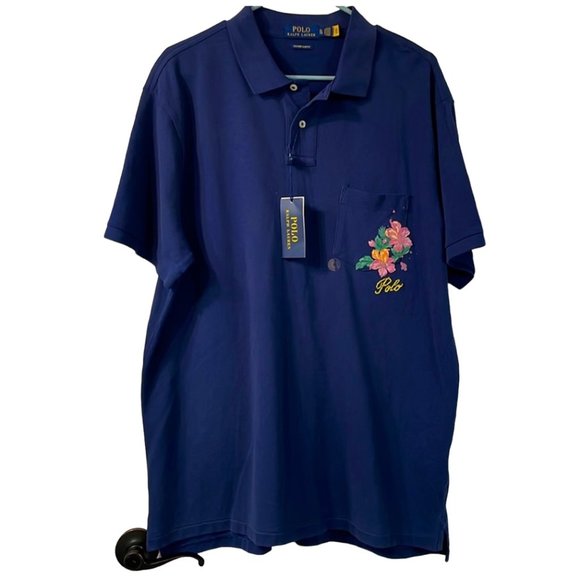 Polo Ralph Lauren Custom Slim Fit Floral Mesh Polo Shirt, Large Size, NWT - Picture 6 of 10